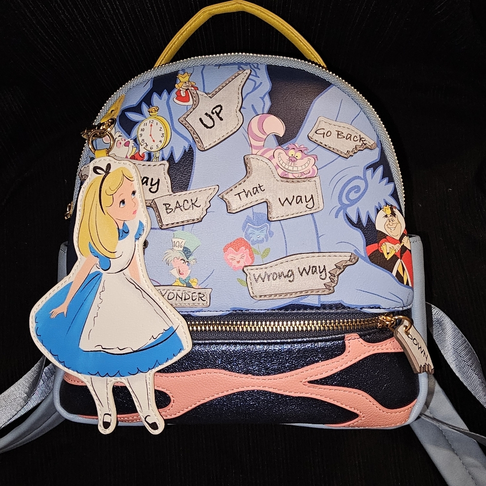 Alice in Wonderland Danielle Nicole Loungefly Backpack W/ Charm Used